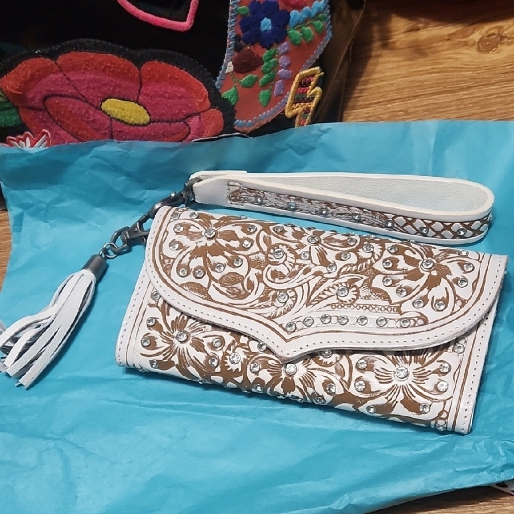 Chic White and Brown Women's Clutch